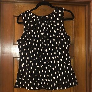 Banana Republic black white polka dot peplum top